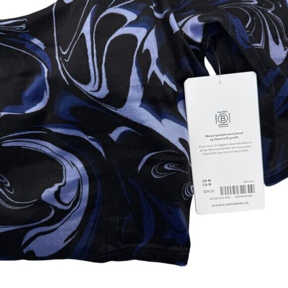 NWT ATHLETA Exhilarate Velvet Crop Top Bra A-C Sz Medium In Agate Paisley Black - Picture 5 of 6